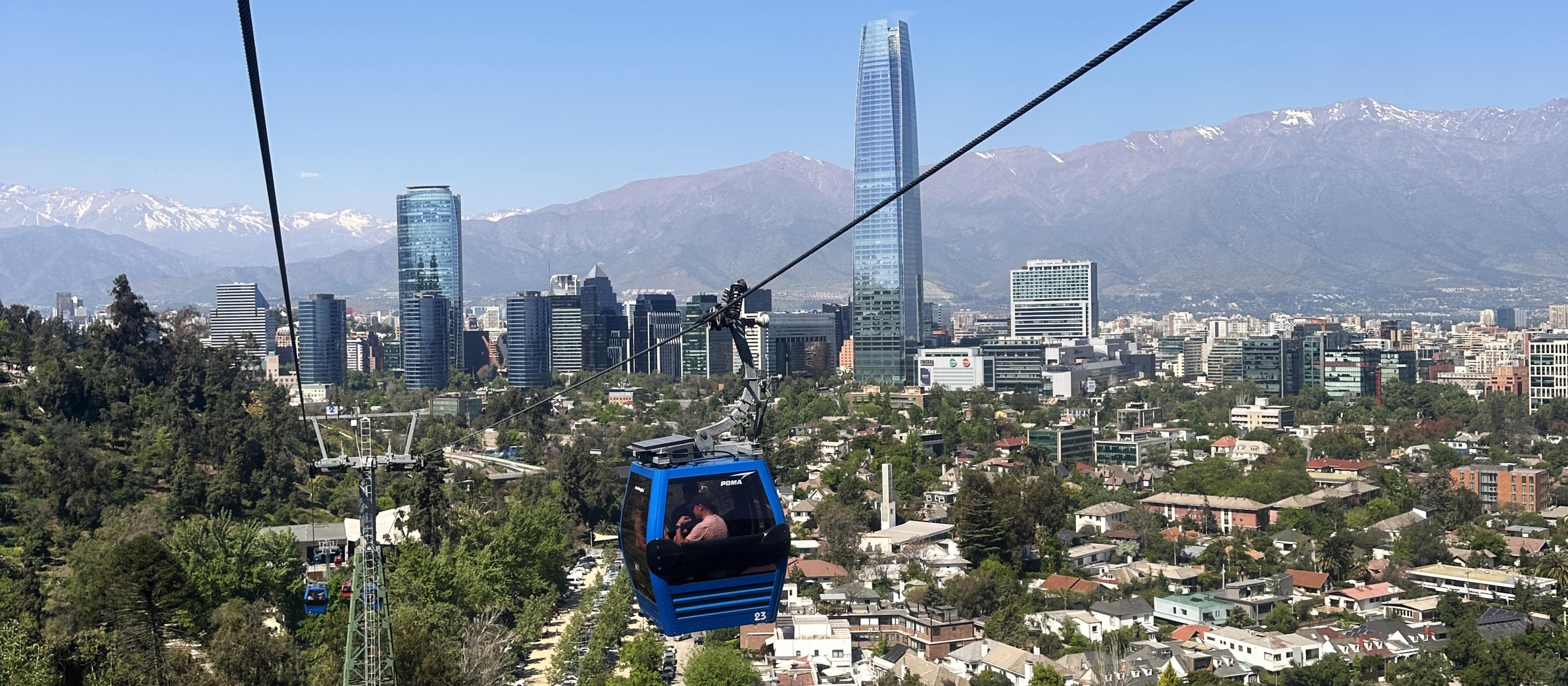 view over santiago chile from aerial tram
