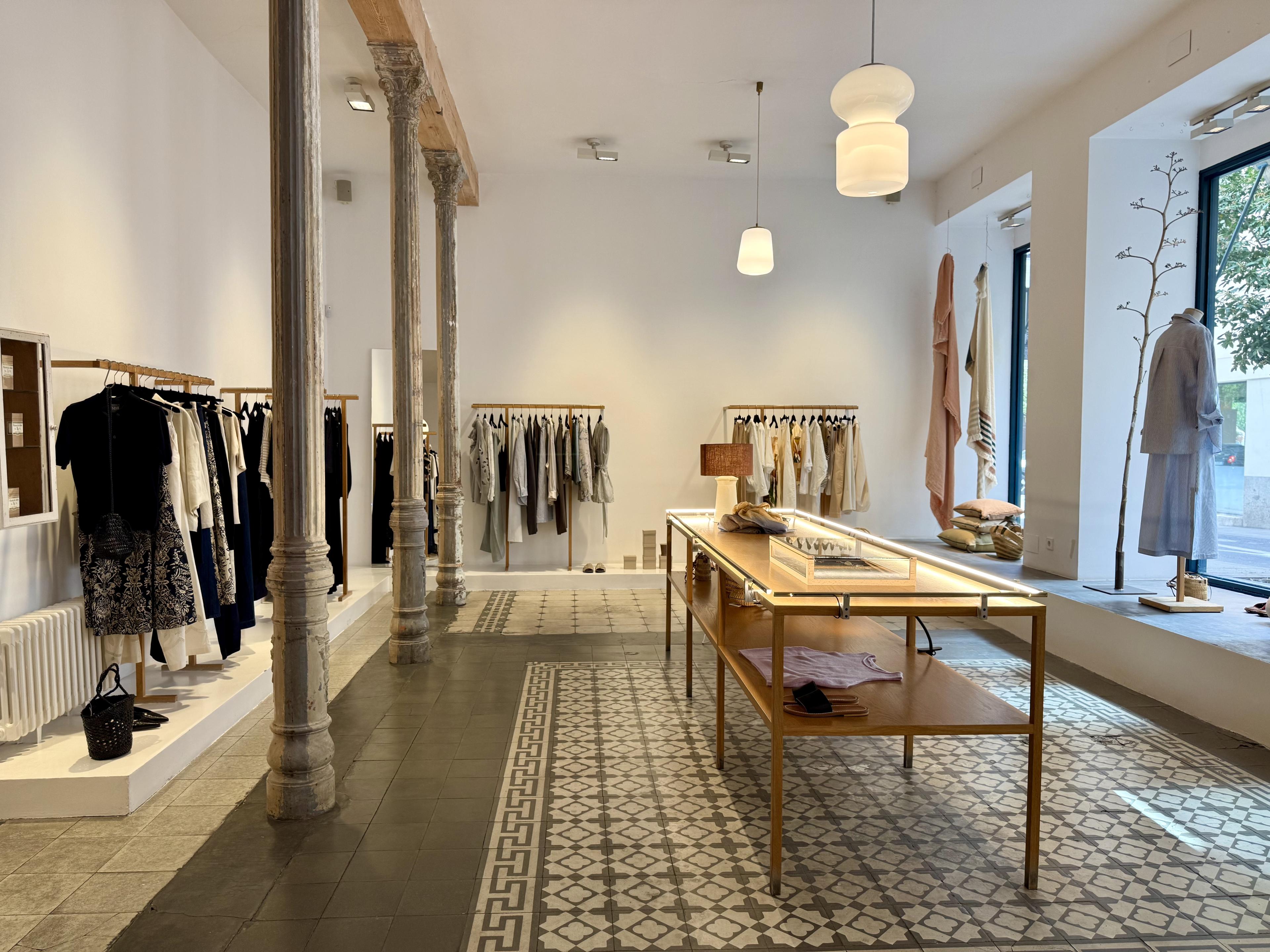 Clothing on racks at Pez