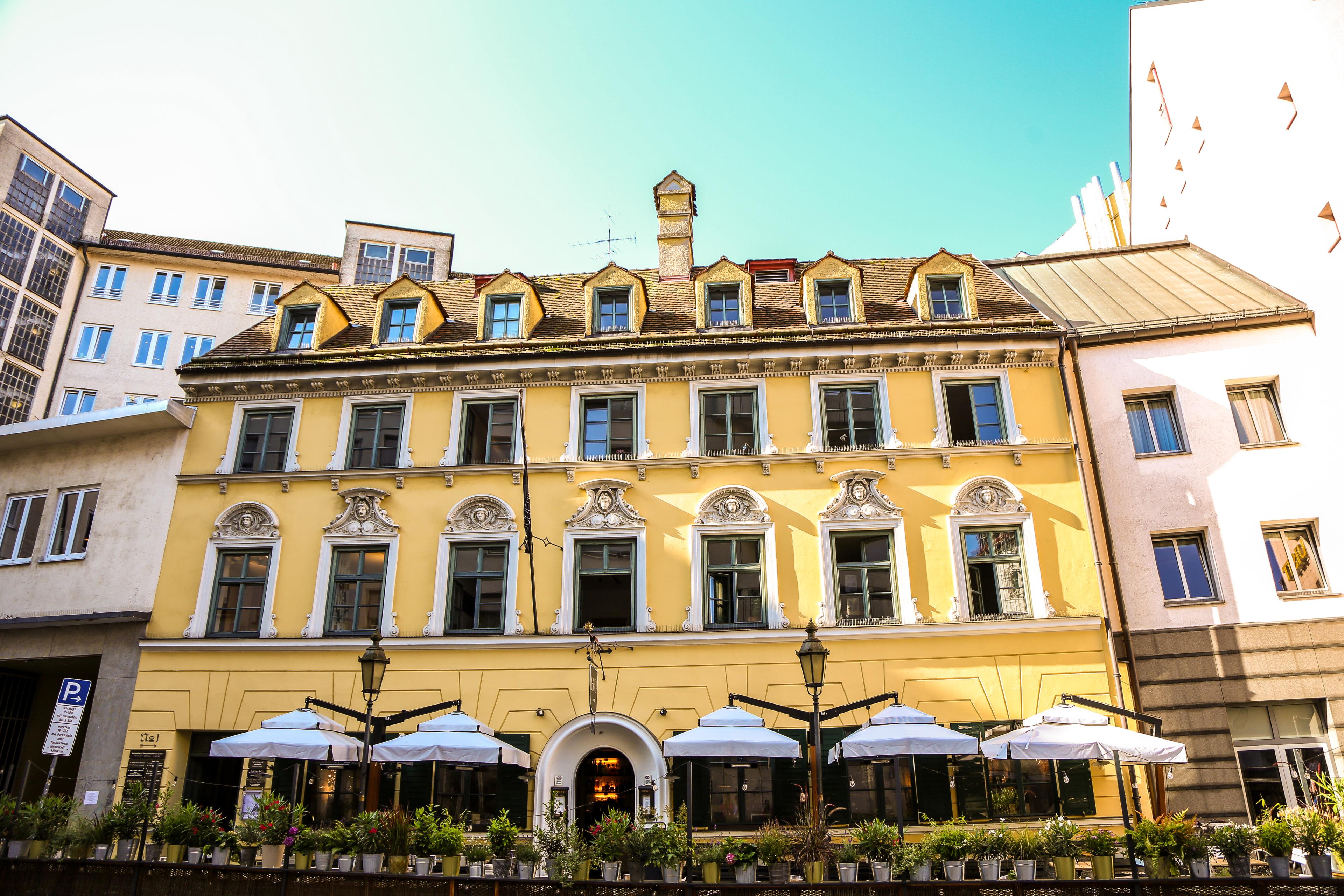 Ornate yellow city building 