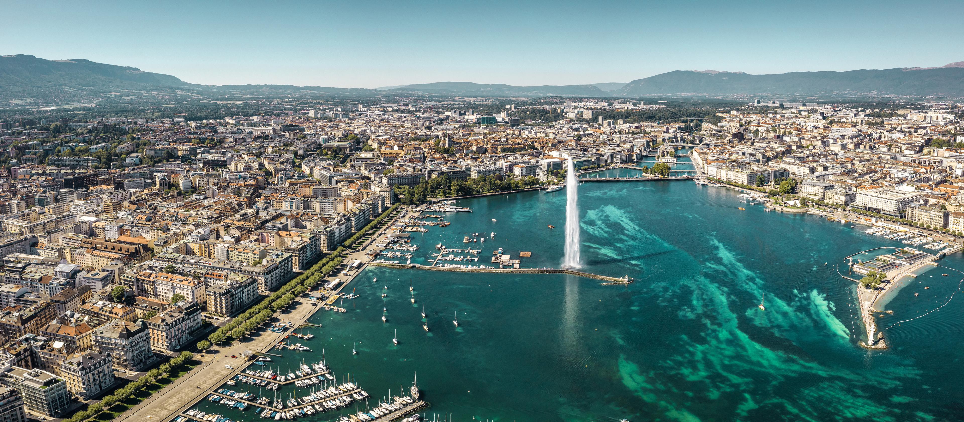 aerial view over Geneva